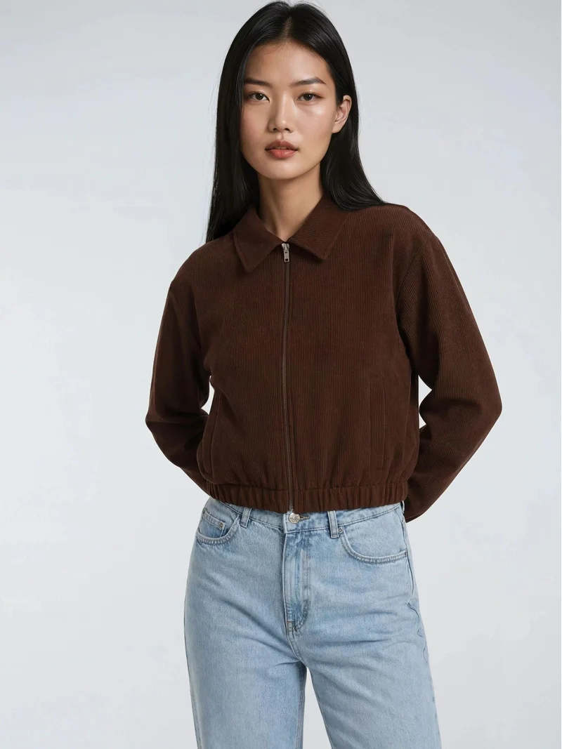 ميكسراي MIXRAY Relaxed Fit Zipper Jacket with Pockets